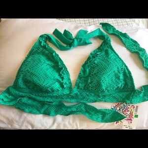 Becca Swim triangle bikini top in teal